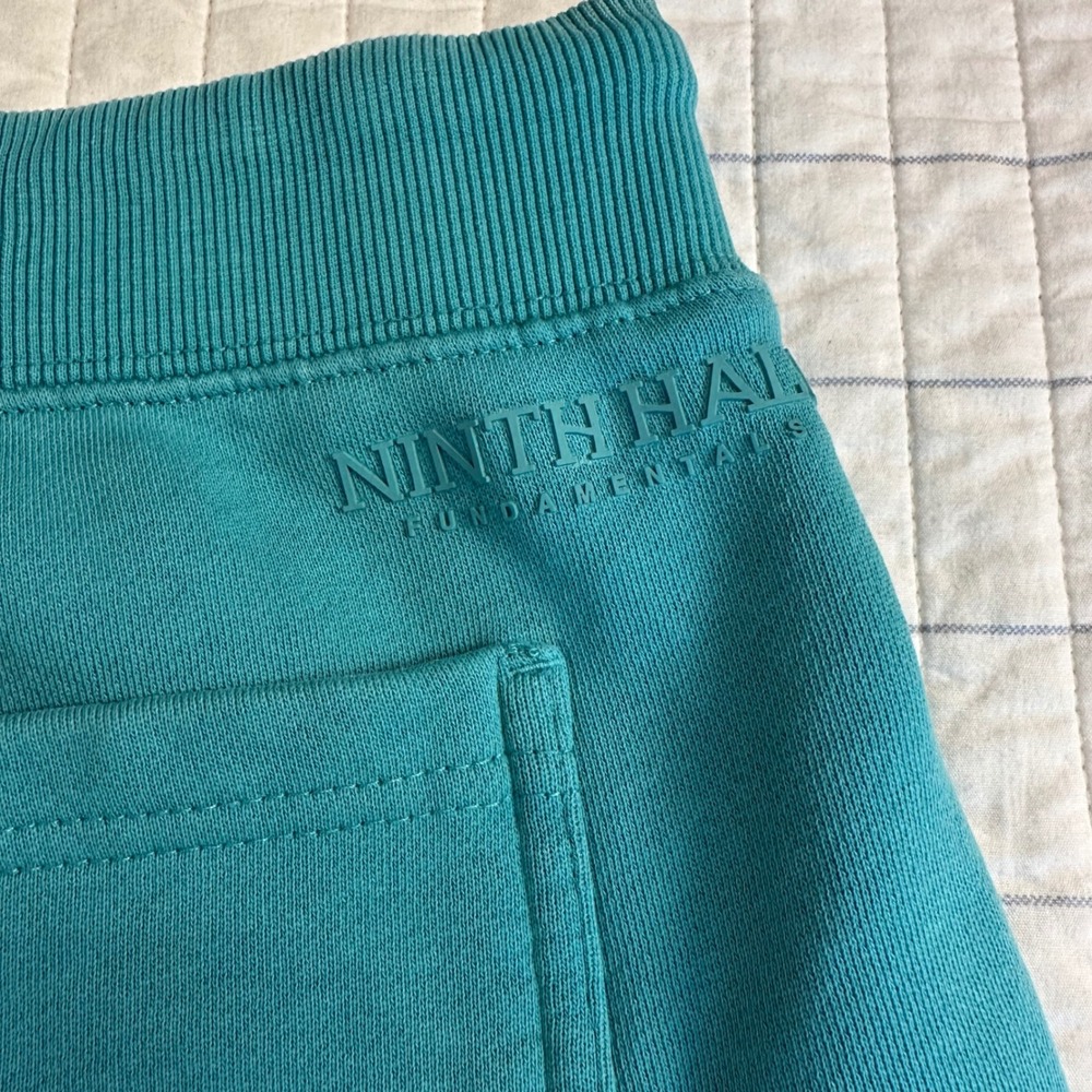 Ninth Hall Fundamentals Mens Teal Fleece Shorts Size L Organic Cotton Blend - Picture 6 of 9